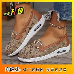 [Free Shipping] WomenS Stylish And Elegant Round-Toe Casual Slip-On Shoes With Metal Buckles Suitable For Outdoor Wear Sneakers And Flats