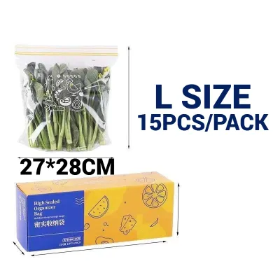 (Double Ziplock Food Bag) Sealed Transparent Food Preservation Bag Compact Fruit Vege Storage Bags Frozen Plastic Zipper