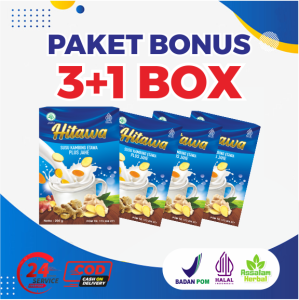 PAKET HITAWA 4 BOX Susu Kambing Etawa Herbal Plus Jahe Kunyit Temulawak Daya Tahan Kesehatan Jantung