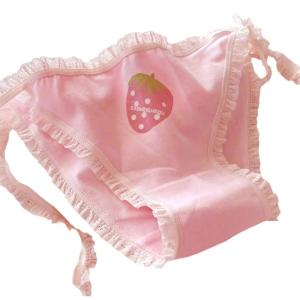 กางเกงในผ้าคอตตอนของผู้หญิงกางเกงในตกแต่งลูกไม้หวานๆกางเกงในแบบผูกข้างชุดชั้นในอะนิเมะสาวญี่ปุ่น