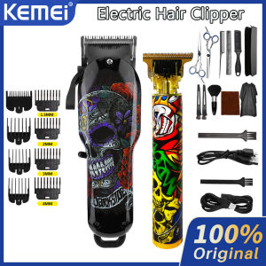 Kemei Professional Hair Trimmer for Mens Hair Clipper USB Rechargeable Cordless Low Noise Hair Cut Machine High Power 2200Ma Lithium Barber Gunting Rambut KM-735