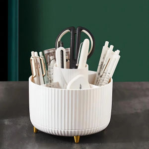 Hengfa Lina 360 Rotating Makeup Brush Holder Desktop Cosmetic Organizer Rotating Desktop Storage Box Portable Lipstick Eyeliner Holder