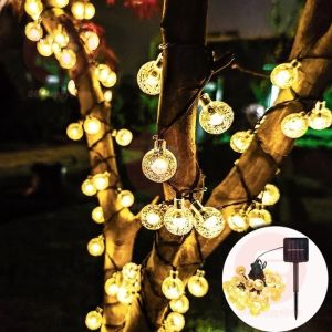 Hari Raya Lights 12M 100 LED Solar Crystal Ball String Lights 8 Modes Outdoor Waterproof Fairy Light For Ramadan Hari Raya Decoration