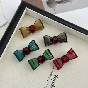 REEBO Metal Acetic Acid Bow Hair Clip Gold Label Waterproof Mini Duckbill Clip Side Clip Transparent Hairpin Girls
