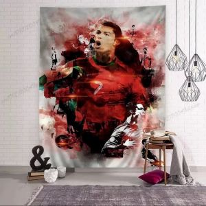 Hantar dari gudang tempatanExclusively for dropshipping of football superstars 7 Stylish Graffiti Sports-Themed Decorative Tapestry Aesthetic Home Decoration