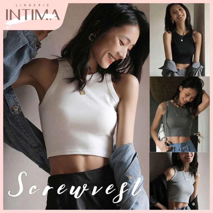 INTIMA Solid Skinny Crop Top Women Casual Tops Sleeveless T Shirt Female  Ladies Women Clothes New Arrival Tank Top