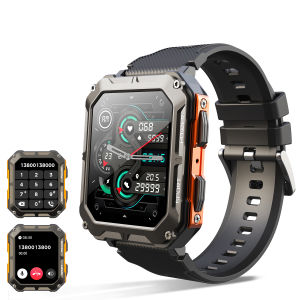 C20 Pro Men Outdoor Smart Watch 1.83" Large HD Screen Bluetooth Call Heart Rate Blood Oxygen Sleep Monitor Multi-Sport Modes Pedometer Calorie Fitness Tracker for Android iOS