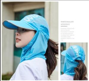 หมวกคลุมหน้า 7 สี หมวกกันแดด หมวกกันแดดคลุมหน้า หมวกกัน UV กันความร้อน ทรงปีกกว้าง ถอดได้เป็นหมวกแก๊ป จัดส่งทันที-288