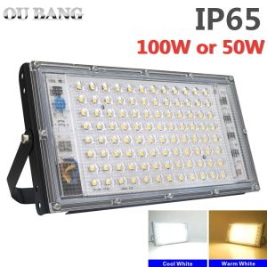 OU BANG 100W 50W Led Flood Light AC 220V 230V 240V Outdoor Floodlight Spotlight IP65 Waterproof LED Street Lamp Land