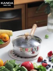 KANDA Yukihira Pot Non-Coating Stainless Steel Saucepan With Lid 18cm Milk Pot 雪平锅