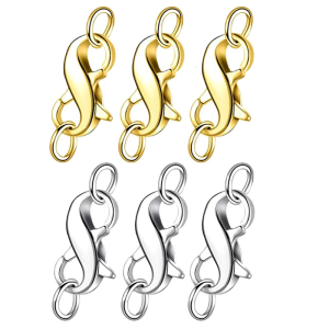 Double Opening for Infinity Figure-Eight Lobster Repair Clasp Silver Gold for Women Girl DIY Supplies 12mm x 8mm