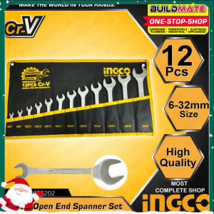 INGCO 12 PCS 6-32mm Double Open End Spanner Wrench Set Cr-V Wrenches IHKSPA63202 •BUILDMATE• IHT2