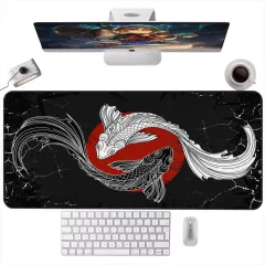 Koi Fish Ying Yang Design Mouse Pad XL Size Gaming Desk Mat