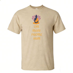 [Local Stock] HBESTY  Buddha Silhouette Lotus Om Mani Padme Hum Text Men Summer Cotton T Shirt Spiritual Zen Minimal Graphic Daily Top