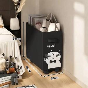 【Daily Suki Store】Foldable Under Desk Storage Box with Wheels Mobile Organizer Cart with Handle Slim Laundry Hamper on Casters Space-Saving Bin for Home Office Dorm
