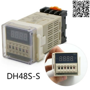 Timer điện tử DH48S-S delay time relay thời gian luân phiên 8 chân tròn điện áp 220VAC kèm chân đế PF083A