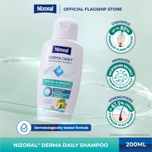 [OFFICIAL] Nizoral® Derma Daily Anti-Dandruff Shampoo 200ml | Relieves Itchy Scalp & Redness | Long-lasting Oil Control | Daily Use