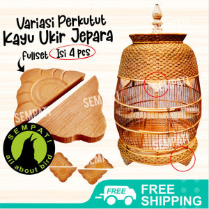 SEMPATI Kaki Sangkar Kandang Burung Derkuku Perkutut Satu 1 Set 4 Pcs Mahkota Sikilan Aksesoris Sangkar Perkutut Klasik Kayu Jati Ukiran