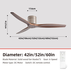 YYD 42/52/60 inch solid wood ceiling fan Household and commercial energy-saving remote control fan