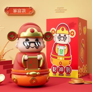 BLESSFUL Good Symbolism The God of Wealth Piggy Bank Savings Tank Decorative Cartoon Money Boxes Ornaments Openable Chinese God Ornaments New Years