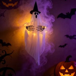 DEER Creepy Wizard Hat Ghost Decorative Hanging LED Ghosts Movie Props Spooky Halloween Ghost Pendant Haunted House
