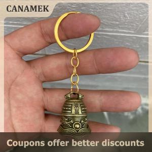 【 CANAMEK 】 Six-character Mantra Bell Keychain Creative Key Ring Heart Sutra Copper Bell Pendant Bag Charm Accessories Lucky Gift