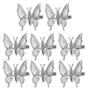 8x/ชุดหมุดที่หนีบผมกิ๊ฟติดผมผีเสื้อ3D ผู้หญิงที่หนีบกิ๊บผมรูปผีเสื้อเคลื่อนไหวทำจากโลหะสีทอง