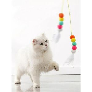Cat Toy Cat Stick Hanging Feather Toy Self-Happy Boredom Relief Handy Tool Swing Hanging Door Teasing