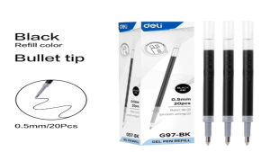 Ruột Bút Gel Bấm 0.5mm Mực Xanh Đen Deli G97 Ruột Bút Dùng Cho Bút Gel Bấm M&G Deli Baoke
