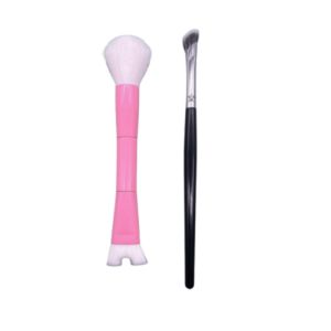 BAIXL 2Pcs 2 trong 1 Bộ Cọ tạo khối mũi Di động Hai đầu Cọ phấn mắt Dụng cụ cọ hai đầu Nghiêng góc Bộ cọ trang điểm Sinh viên