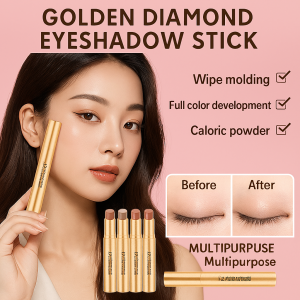 【A Touch of Three Colors】Golden Diamond Three-Color Eyeshadow Stick Sweat-proof Glitter Pearlescent Eye Makeup Long-lasting