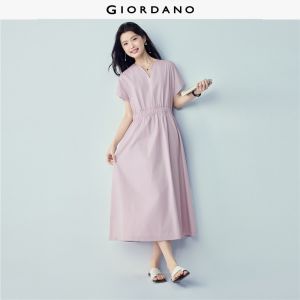 GIORDANO Women Dress Warm Weather Dress Woven Fabric Dress Non-Elastic Dress 05466343