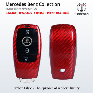 T-Carbon® Deluxe Real Carbon fiber Keyless FOB Key shell Cover Case Mercedes Benz 2020 E Class GLA GLB B