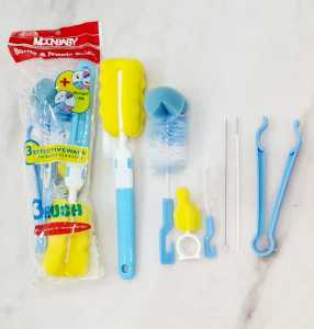 Sikat Pembersih Botol susu bayi 2in1 4in1 5in1 7in1 MOONSHIP BR-06 RANDOM Sikat spon pembersih botol Sikat Pembersih Dot botol susu anak bayi