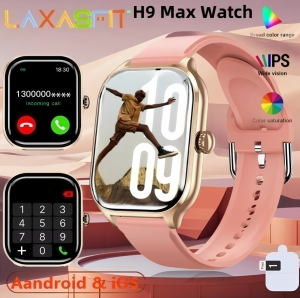 Original H9 Max 2.01 inch HD AMOLED Smart Watch Men Women Bluetooth Call Monitoring Waterproof Sports Fitness For Ladys And Girls