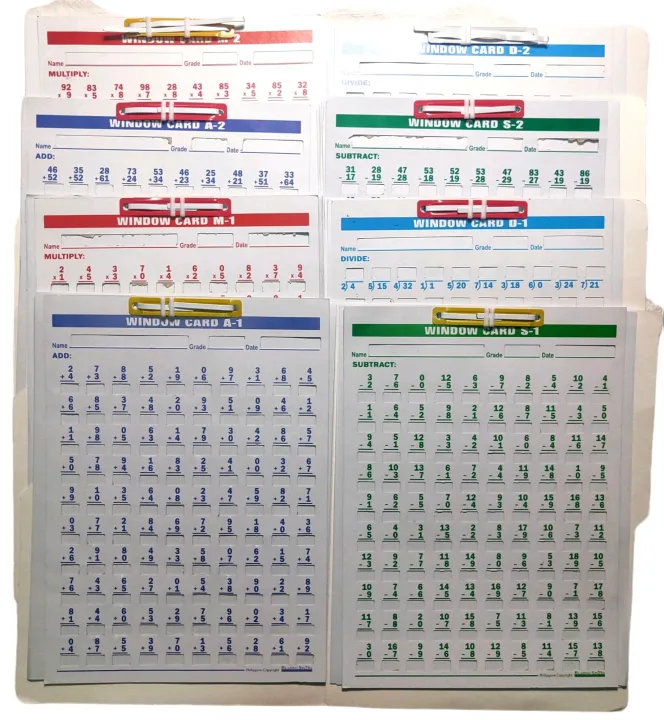 Window Card Set, A1, S1, M1, D1, A2, S2, M2, D2, School Supplies ...