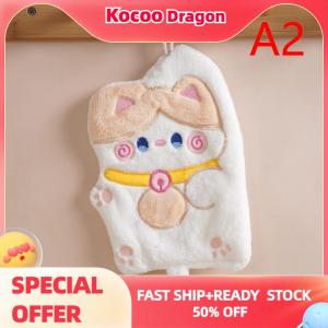 Kocoo Cute Cat Hand Towels Quick Drying Kitchen Cleaning Rag Coral Velvet Cartoon Animal Absorbent Hanging Bathroom Towel Supplies