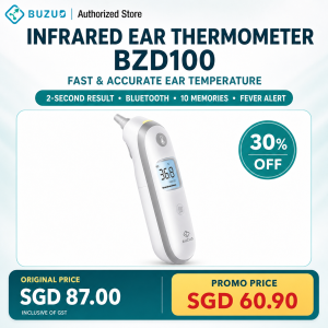 BUZUD BZD100 Infrared Digital Ear Thermometer Fast Accurate Reading Fever Alarm Thermometer for Baby Kids Adults Home Household Use