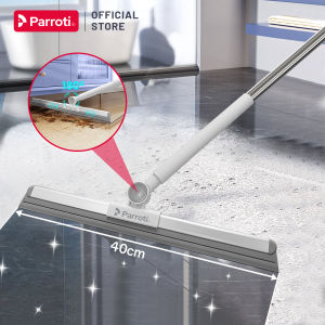 Cây Gạt Nước Sàn Nhà Tắm Đầu Silicon Xoay 180 độ Cán Inox Tăng Giảm Chiều Dài Parroti Flat FT01