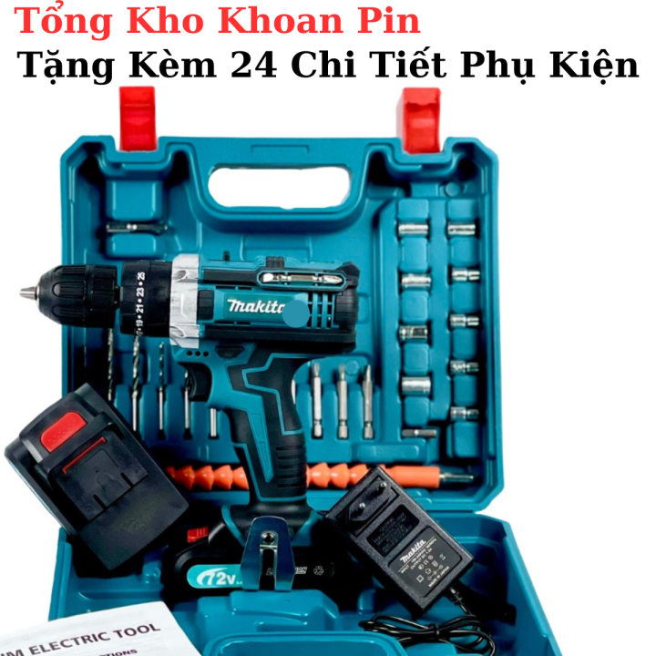 Máy khoan pin cầm tay Makita 72v, máy bắn vít 3 chức năng khoan tường ...