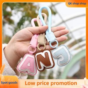 ✨QK shop✨ Fashion PU Leather A-Z Letter Keychain Nylon Braied Rope Short Strap Keyring Women Men Anti-loss Suitcase Backpack Pendant Gift