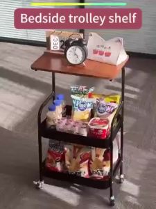 Utility Trolley Cart With Wheels Kitchen Storage Rack Bedroom Bathroom Living Room Bedside Organizer Shelf