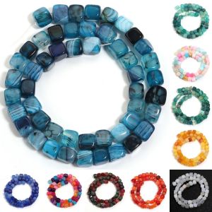 MACRAMEX Square Dragon Pattern Agate Beads 8mm DIY Beaded Accessories Fashion Crystal Clear Stone Bead Bracelet Bracelet Necklace Accessories