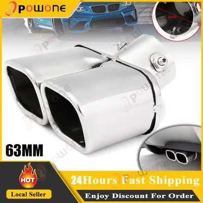 Universal Stainless Steel Double Outlet Muffler Exhaust Tip End Tail Pipe - intl