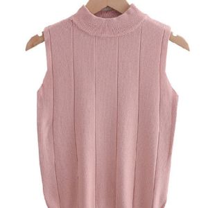 Ninabobo SL024 Atasan Turtle Neck Sleeveless Lembut Knit Top Wanita Blouse Rajut Style Premium Inner Outer Dalaman