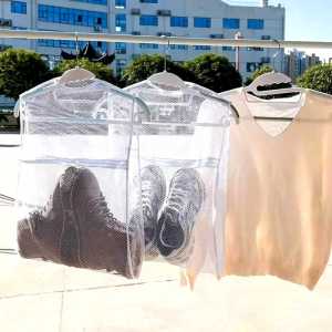 Reusable Slippers Drying Rack Mesh Laundry Bag Balcony Folding Shoes Drying Net Windproof