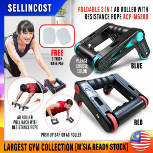 SellinCost 3in1 Heavy Duty 4 Wheels Roller 1PAIR Multifunction Ab Roller Wheel 6 Packs Abdominal Training Workout Fitness Slimming Exercise Abd Shaper Power Plank Abs Home Exercise Ab Roller Machine Roller Wheel Mover Alatan Gym Free Knee Mat ACP-M6200