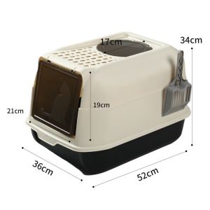 HM-ห้องน้ำแมว 2 in 1 พร้อมที่ตักทราย ห้องน้ำแมวทรงโดม มีฝา ทราย กระบะทรายแมว 2 ชั้น