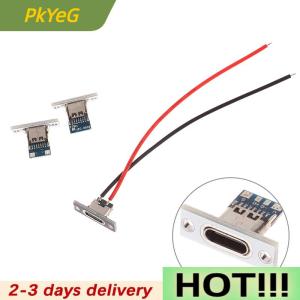 PkYeG USB Jack Type-C 2Pin 2P 4P Waterproof Strip Line Of Solder Joint Female Connector Jack Charging Port USB Type C Socket Connector