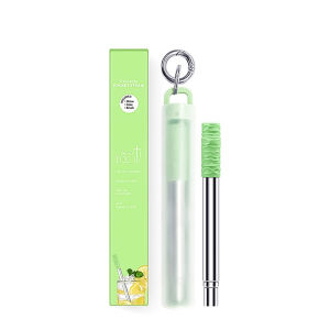 Portable Reusable Telescopic 304 Stainless Steel Straws Food-Grade Folding Straws with Case Cleaning Brush Home Office Outdoor Drinkware Accessories